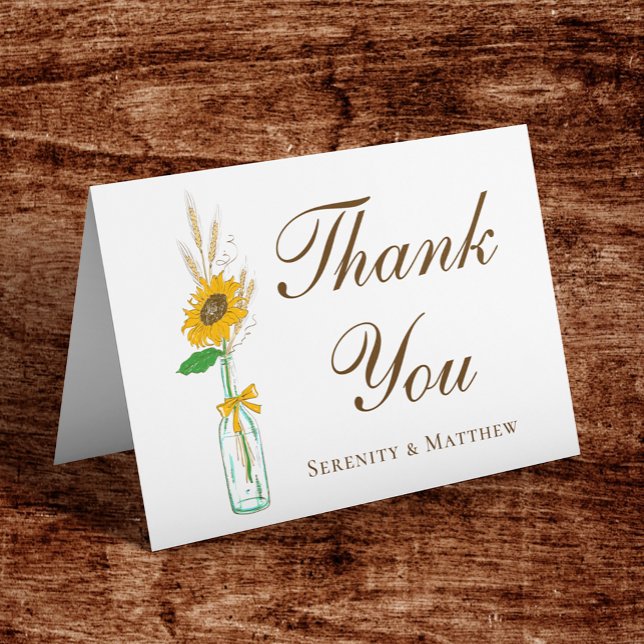 Boho Sunflower Floral Thank You Country Wedding (Creator Uploaded)