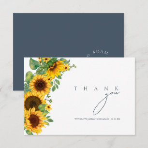 Boho Sunflower Floral Wedding Thank You Card