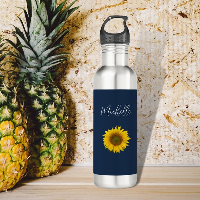 Boho Sunflower Navy Blue Simple 710 Ml Water Bottle (Creator Uploaded)