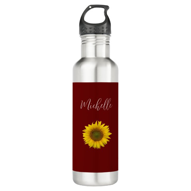 Boho Sunflower Red Simple Floral  710 Ml Water Bottle (Front)