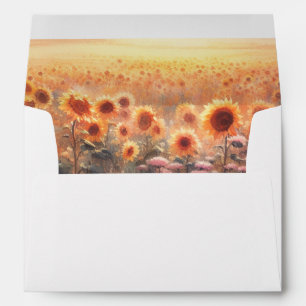 Boho Sunflower Rustic Watercolor Country Wedding Envelope
