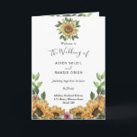 Boho Sunflower Rustic Wildflower Folded Wedding Programme<br><div class="desc">This boho sunflower rustic wildflower folded wedding program is perfect for your modern bohemian wedding. This design features black simple calligraphy with rustic sunflowers, greenery, and wildflowers on a neutral bright white background to match your classic traditional wedding or elegant boho wedding in the summer or fall. Please feel free...</div>