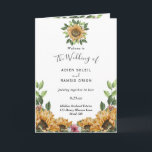 Boho Sunflower Rustic Wildflower Folded Wedding Programme<br><div class="desc">This boho sunflower rustic wildflower folded wedding program is perfect for your modern bohemian wedding. This design features black simple calligraphy with rustic sunflowers, greenery, and wildflowers on a neutral bright white background to match your classic traditional wedding or elegant boho wedding in the summer or fall. Please feel free...</div>