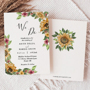 Boho Sunflower Rustic Wildflower We Do Wedding Invitation