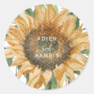 Boho Sunflower Rustic Wildflower Wedding Sticker