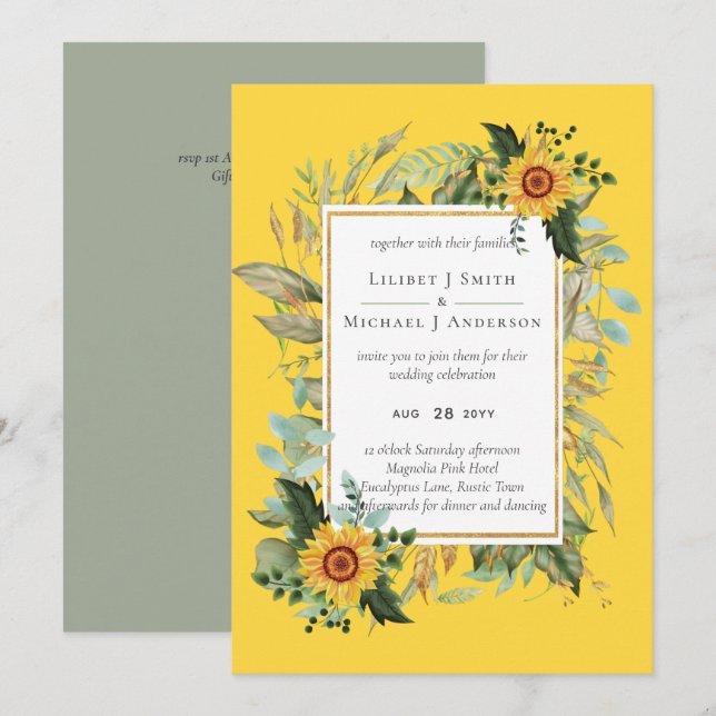 Boho Sunflower Sage Greenery Wedding (Front/Back)