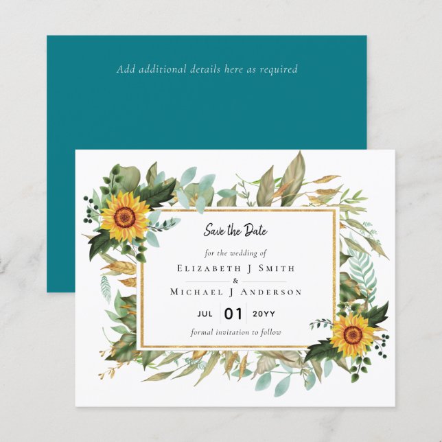 Boho Sunflower Sage Greenery Wedding (Front/Back)