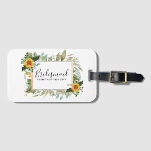 Boho Sunflower Sage Greenery Wedding Luggage Tag