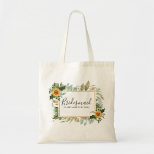 Boho Sunflower Sage Greenery Wedding Tote Bag