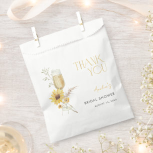 Boho Sunflower Thank You Bridal Shower Favour Bags