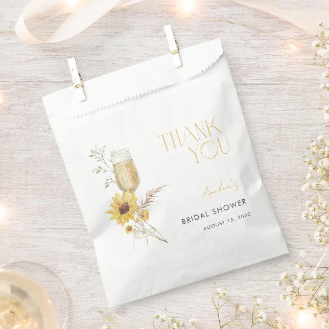 Boho Sunflower Thank You Bridal Shower Favour Bags (Clipped)
