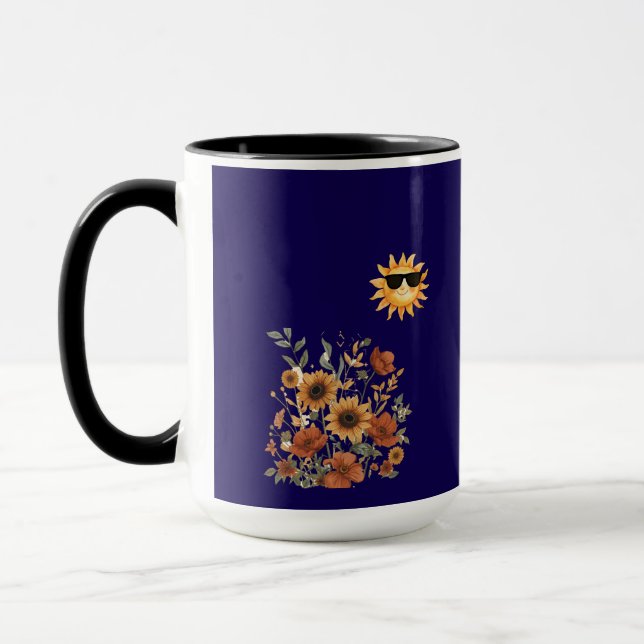 Boho Sunflower Tribal Pattern Mug – Warm Sunshine (Left)