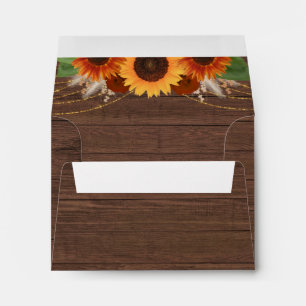 Boho Sunflower Wedding RSVP Card Return Address Envelope