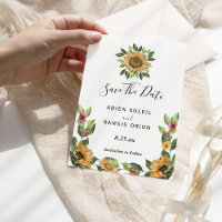 Boho Sunflower Wedding Save The Date Card