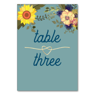 Boho Sunflower Wedding Table Number
