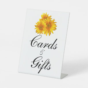 Boho Sunflower Yellow Floral Card Gifts Wedding Pedestal Sign