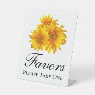 Boho Sunflower Yellow Floral Wedding Favours Pedestal Sign