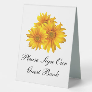 Boho Sunflower Yellow Floral Wedding Guest Book
