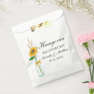 Boho Sunflower Yellow Floral Wedding Hangover Kit Favour Bags