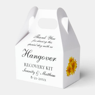 Boho Sunflower Yellow Floral Wedding Hangover Kit Favour Box