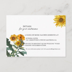 BOHO sunflower yellow wildflower wedding details C Enclosure Card