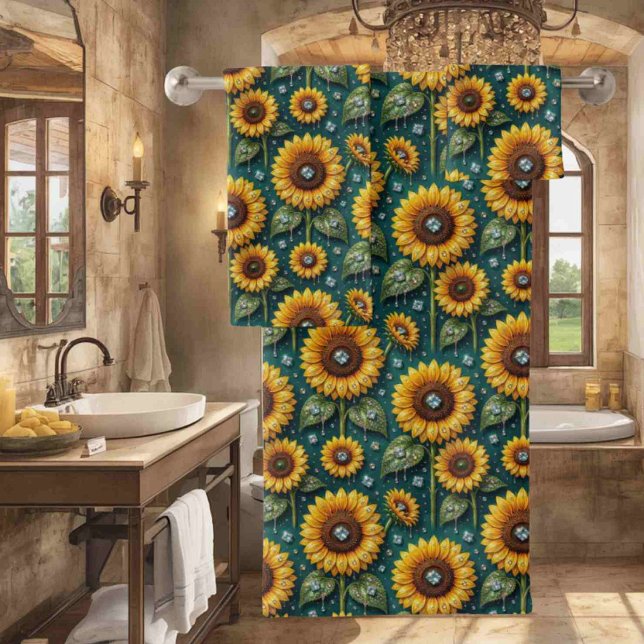 Boho Sunflowers and Diamonds Towel Set (Creator Uploaded)