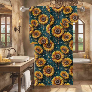 Boho Sunflowers and Diamonds Towel Set