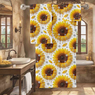 Boho Sunflowers and Diamonds Towel Set