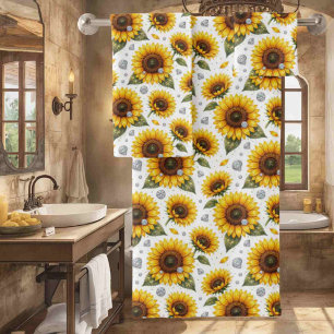 Boho Sunflowers and Diamonds Towel Set