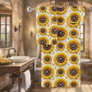 Boho Sunflowers and Diamonds Towel Set