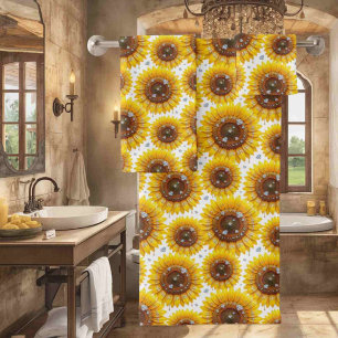 Boho Sunflowers and Diamonds Towel Set