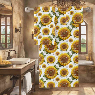 Boho Sunflowers and Diamonds Towel Set