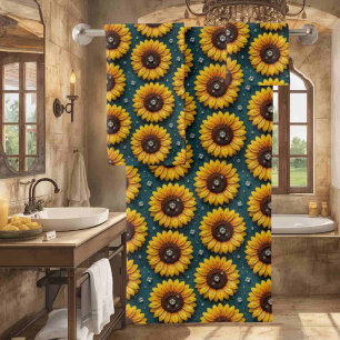 Boho Sunflowers and Diamonds Towel Set