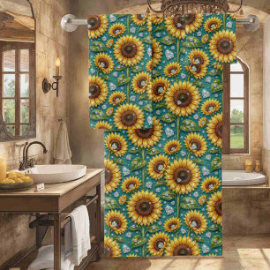 Boho Sunflowers and Diamonds Towel Set