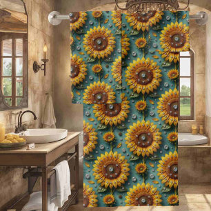 Boho Sunflowers and Diamonds Towel Set