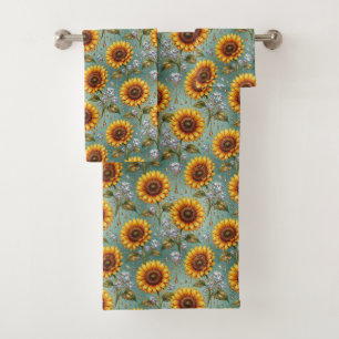 Boho Sunflowers and Diamonds Towel Set