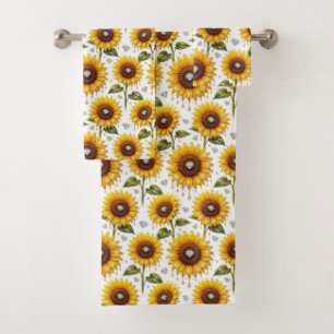 Boho Sunflowers and Diamonds Towel Set
