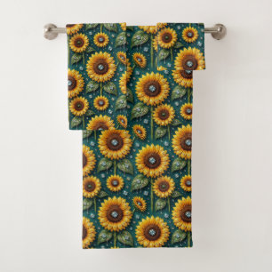 Boho Sunflowers and Diamonds Towel Set