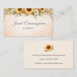 Boho Sunflowers Any Profession Business Card