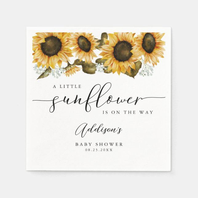 Boho Sunflowers Baby Shower Napkin (Front)
