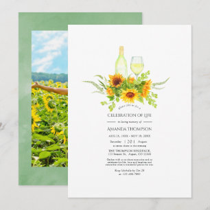 Boho Sunflowers Celebration of Life Photo Invitati Invitation