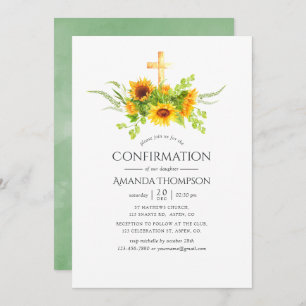 Boho Sunflowers Confirmation Invitation