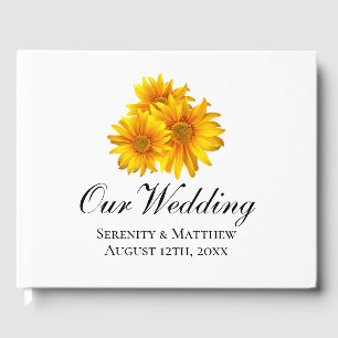 Boho Sunflowers Country Yellow Floral Wedding Guest Book
