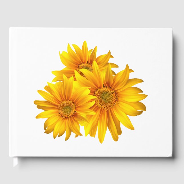 Boho Sunflowers Country Yellow Floral Wedding Guest Book (Front)