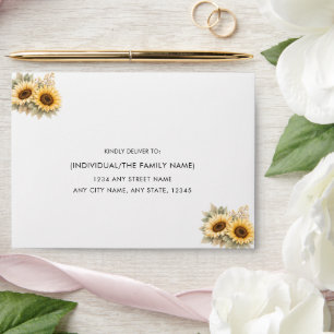 Boho Sunflowers Custom Address Envelope