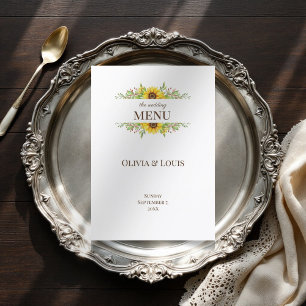Boho sunflowers romantic summertime wedding  menu