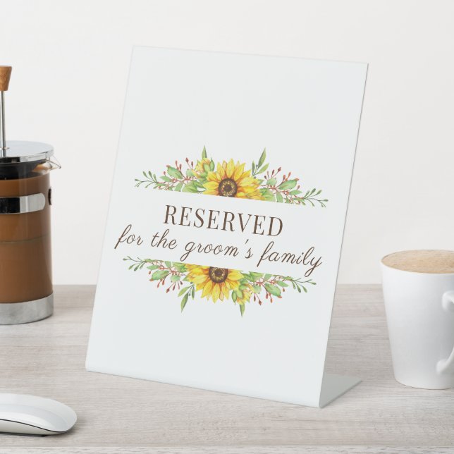 Boho sunflowers romantic summertime wedding  pedestal sign (In SItu)