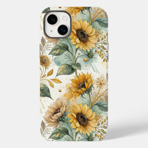 Boho Sunflowers Watercolor Gold Case-Mate iPhone 14 Plus Case