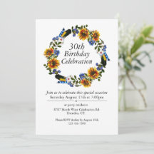 Boho Sunflowers Wreath Customisable 30th Birthday