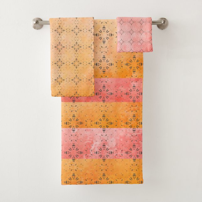 Boho Sunrise Pattern Bath Towel Set (Insitu)